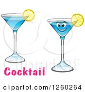 Clipart Of Blue Cocktails Royalty Free Vector Illustration