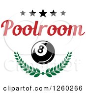 Clipart Of A Billiards Eight Ball With A Laurel Text And Stars Royalty Free Vector Illustration
