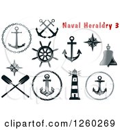Clipart Of Naval Heraldry Designs Royalty Free Vector Illustration