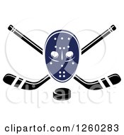 Hockey Mask Over Crossed Sticks And A Puck