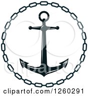 Clipart Of A Black And White Anchor In A Chain Frame Royalty Free Vector Illustration