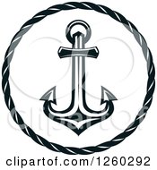 Clipart Of A Black And White Anchor In A Rope Frame Royalty Free Vector Illustration