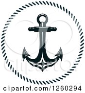 Poster, Art Print Of Black And White Anchor In A Rope Frame