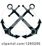Clipart Of Black And White Crossed Anchors Royalty Free Vector Illustration
