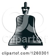 Clipart Of A Black And White Nautical Bell Royalty Free Vector Illustration