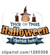 Poster, Art Print Of Jackolantern With Candles And Trick Or Treat Halloween Costume Party Text