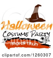 Poster, Art Print Of Witch Hat And Spider Webs With Halloween Costume Party Trick Or Treat Text
