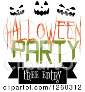 Clipart Of A Halloween Party Free Entry Design With Pumpkin Faces Royalty Free Vector Illustration