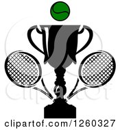 Poster, Art Print Of Trophy Cup With A Tennis Ball And Rackets