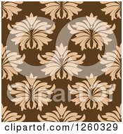 Clipart Of A Seamless Pattern Background Of Vintage Floral In Brown Royalty Free Vector Illustration