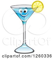 Clipart Of A Blue Cocktail Character Royalty Free Vector Illustration