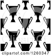 Poster, Art Print Of Seamless Black And White Pattern Of Trophy Cups