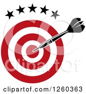 Clipart Of A Throwing Dart Over A Blue Target Under Stars Royalty Free Vector Illustration