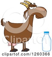 Clipart Of A Red And White Female Boer Goat Doe With A Milk Bottle Royalty Free Vector Illustration by Hit Toon