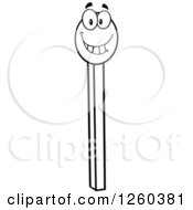 Clipart Of A Black And White Happy Match Stick Character Royalty Free Vector Illustration