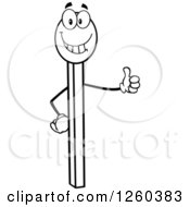 Clipart Of A Black And White Happy Match Stick Character Giving A Thumb Up Royalty Free Vector Illustration