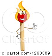 Happy Burning Match Stick Character Giving A Thumb Up