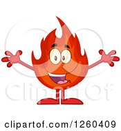 Happy Fireball Flame Character With Open Arms