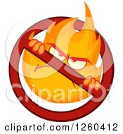 Mad Fireball Flame Character In A Prohibited Symbol