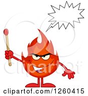 Poster, Art Print Of Grinning Evil Fireball Flame Character Talking And Holding A Match