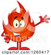 Clipart Of A Friendly Waving Fireball Flame Character Royalty Free Vector Illustration by Hit Toon