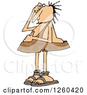 Clipart Of A Bewildered Caveman Scratching His Head Royalty Free Vector Illustration