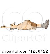 Clipart Of A Dead Hairy Caveman On The Ground Royalty Free Vector Illustration