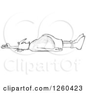 Clipart Of A Black And White Dead Hairy Caveman On The Ground Royalty Free Vector Illustration