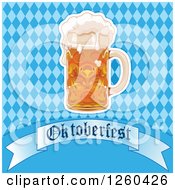 Clipart Of A Beer Mug Over Diamonds And An Oktoberfest Banner Royalty Free Vector Illustration