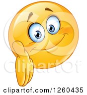 Clipart Of A Friendly Emoticon Smiley Face Reaching Out To Shake Hands Royalty Free Vector Illustration by yayayoyo