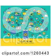 Poster, Art Print Of Cell Phone With Sample Text And Icons
