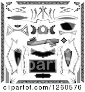 Clipart Of Black And White And Grayscale Borders Andf Rames Royalty Free Vector Illustration