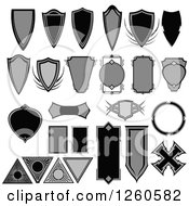 Poster, Art Print Of Grayscale Shield Badges