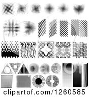Clipart Of Black And White Halftone And Texture Design Elements Royalty Free Vector Illustration