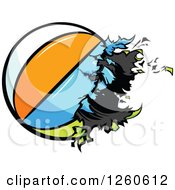 Clipart Of A Colorful Exploding Beach Ball Royalty Free Vector Illustration by Chromaco