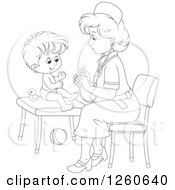 Poster, Art Print Of Black And White Female Nurse Tending To A Toddler Boy