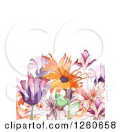Poster, Art Print Of Background Of Watercolor Flowers And Text Space
