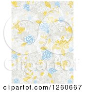 Clipart Of A Background Of Floral And Birds Royalty Free Vector Illustration