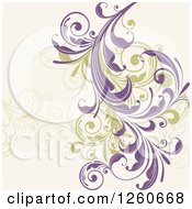 Poster, Art Print Of Background Of Green And Purple Floral