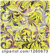 Clipart Of A Background Of Abstract Floral Grunge Royalty Free Vector Illustration