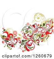 Poster, Art Print Of Green And Red Floral Background