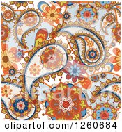 Clipart Of A Background Of Floral Paisleys Royalty Free Vector Illustration