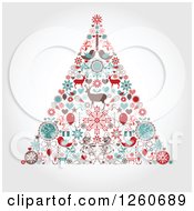 Clipart Of A Retro Christmas Tree Made Of Up Holiday Items On Shading Royalty Free Vector Illustration by OnFocusMedia