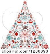 Poster, Art Print Of Retro Christmas Tree Made Of Up Holiday Items