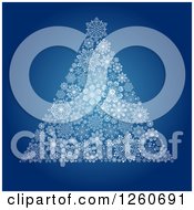 Clipart Of A Christmas Tree Made Of Up White Snowflakes On Blue Royalty Free Vector Illustration