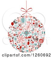 Clipart Of A Retro Christmas Bauble Of Holiday Items Royalty Free Vector Illustration by OnFocusMedia