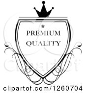 Poster, Art Print Of Black And White Crowned Premium Quality Shield With Swirls