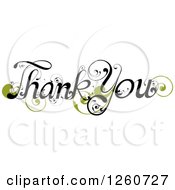 Clipart Of Thank You Text With A Green Flourish Royalty Free Vector Illustration