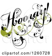 Clipart Of Hooray Text With A Green And Black Flourish Royalty Free Vector Illustration