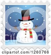 Poster, Art Print Of Christmas Snowman Stamp Design
